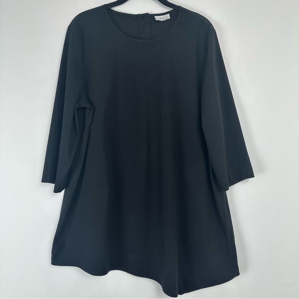 J. Jill Asymmetrical Tunic Size Large‎ Black Stretch Minimalist Wardrobe Staple